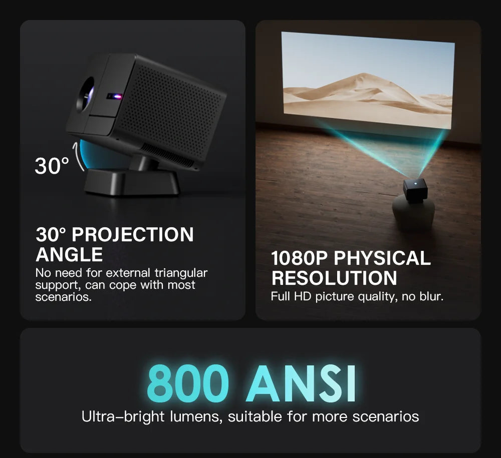 P50 Smart Mini Projector | Android 11 | 4K Input | Full HD 1080P | Wi-Fi & Bluetooth | Portable Electric Focus Projector