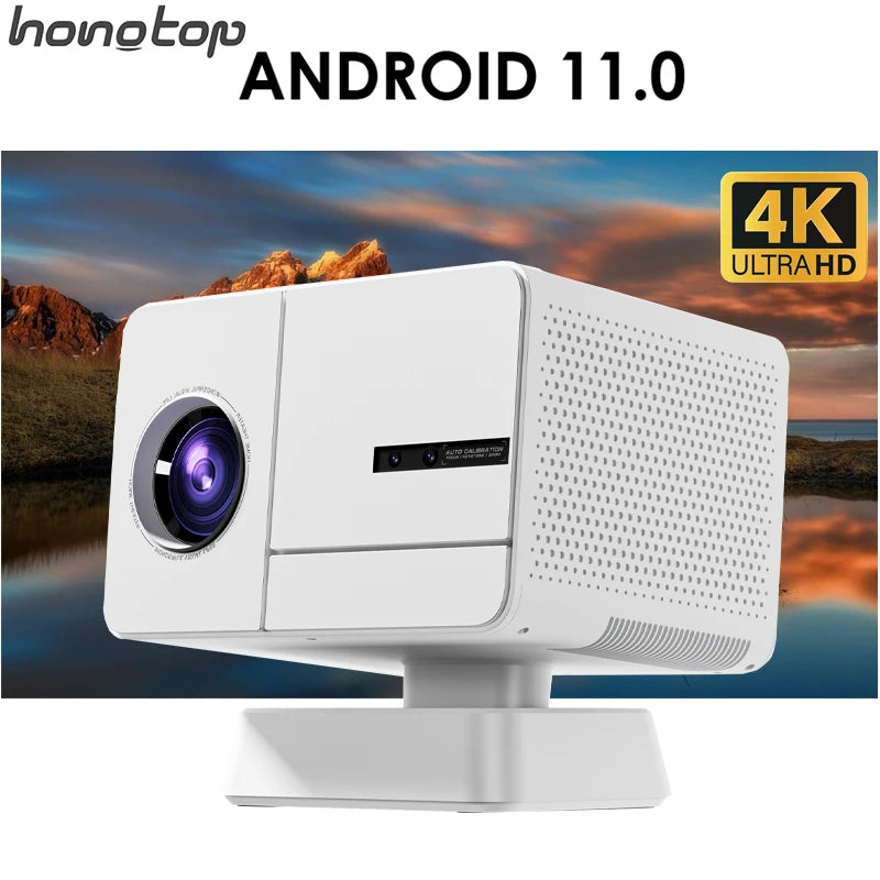 P50 Smart Mini Projector | Android 11 | 4K Input | Full HD 1080P | Wi-Fi & Bluetooth | Portable Electric Focus Projector