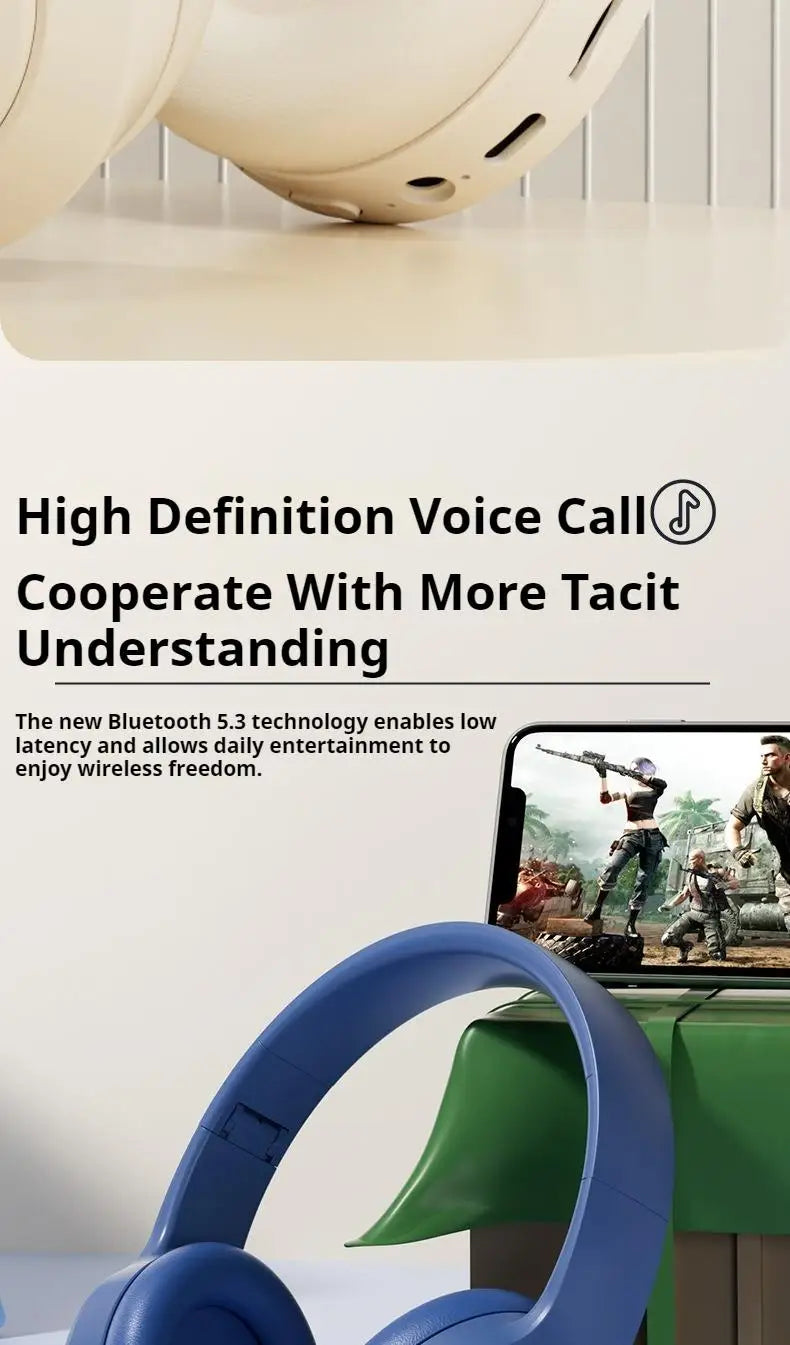 HiFi Wireless Over-Ear Bluetooth Headphones | Noise Reduction | HD Mic | TF & AUX Support