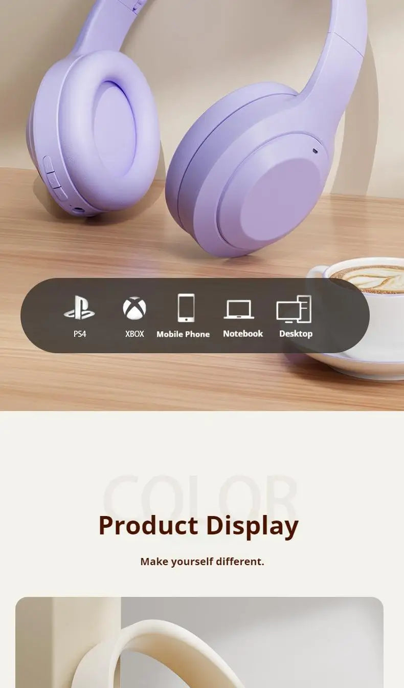 HiFi Wireless Over-Ear Bluetooth Headphones | Noise Reduction | HD Mic | TF & AUX Support