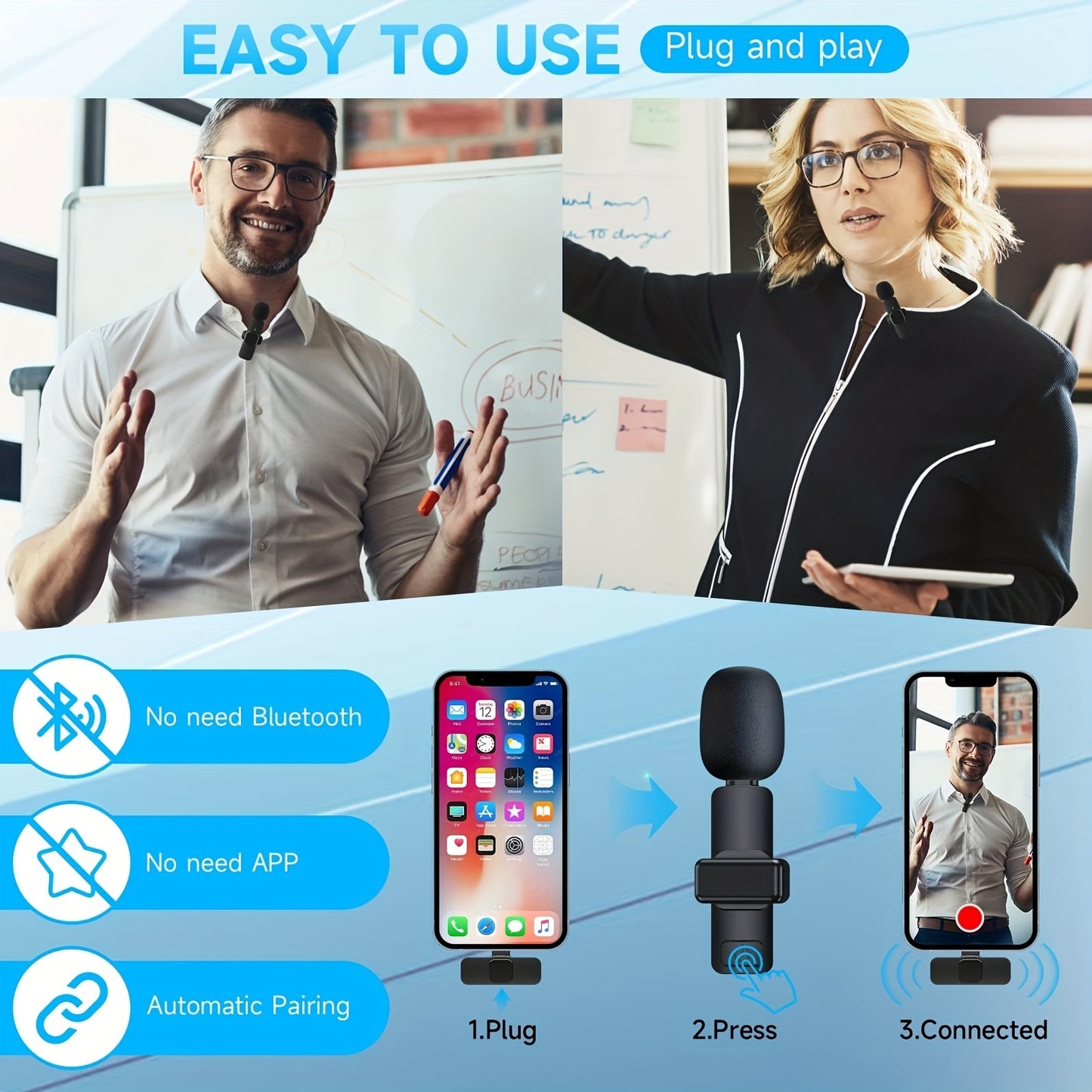 AirMic Wireless Lavalier Microphone for iPhone & iPad | High-Quality Audio for Video, Podcast, and Vlogging